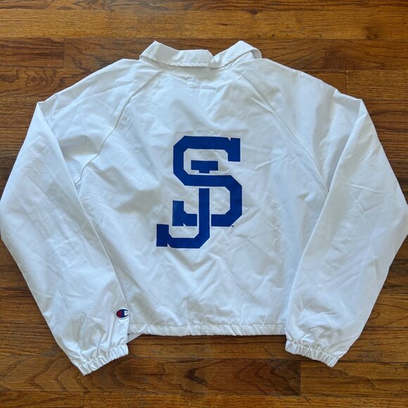 NWT Y2K Deadstock San Jose Spartans White Snap-Front Coaches Jacket Windbreaker - Picture 6 of 7